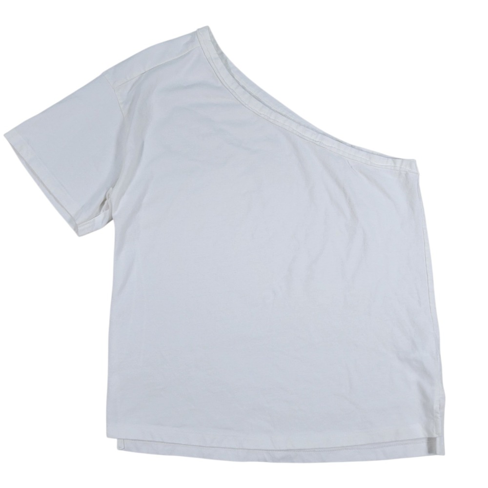 Pilcro One Shoulder Top Womens S White Cotton Asymmetrical Tee Casual Minimalist